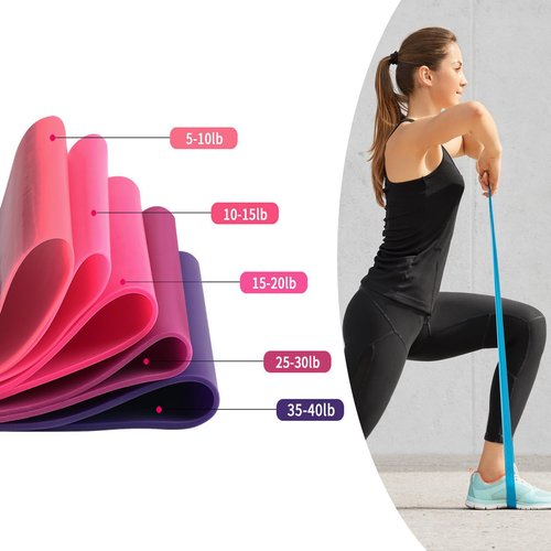 S SportEase Exercise Bands Resistance Bands Set, Physical Therapy Bands, Resistance Bands for Legs, Stretching Bands, Booty Bands for Working Out, with Carry Bag, Set of 5