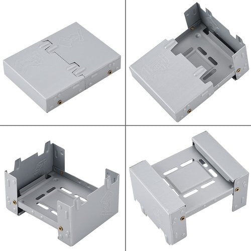 Chazcool Folding Portable Pocket Stove, Solid Fuel Tablet Pocket Stove for Picnic BBQ Camp Hiking Wood Burning Camp Stove, Emergency Stove, 95 X 75mm