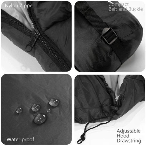 MANTUOLE Rectangular Heated Sleeping Bag, Envelope Style 5 Heated Zones, Operated with Battery or Other Power Supplies with 5V/3A Type-C Output, Battery NOT Included. Envelope-Black-Type-C.