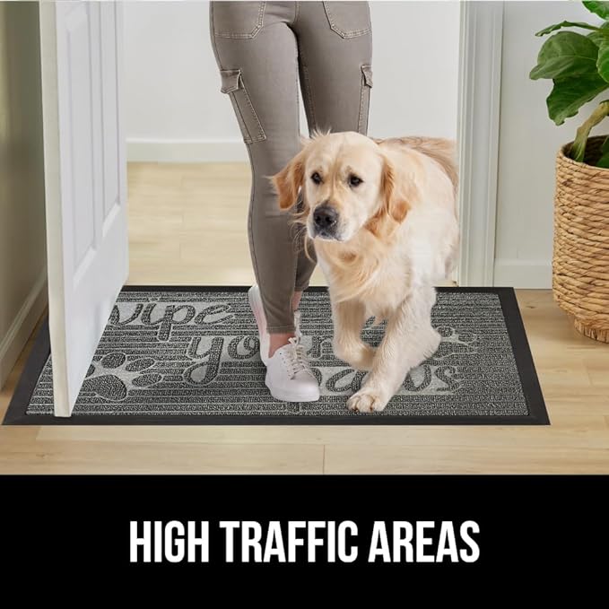 GORILLA GRIP 100% Waterproof All-Season WeatherMax Doormat, 47x35, Durable Natural Rubber, Stain and Fade Resistant, Low Profile, Indoor Outdoor Door Mats, Easy Clean Patio Entrance Mat, Stone Paws