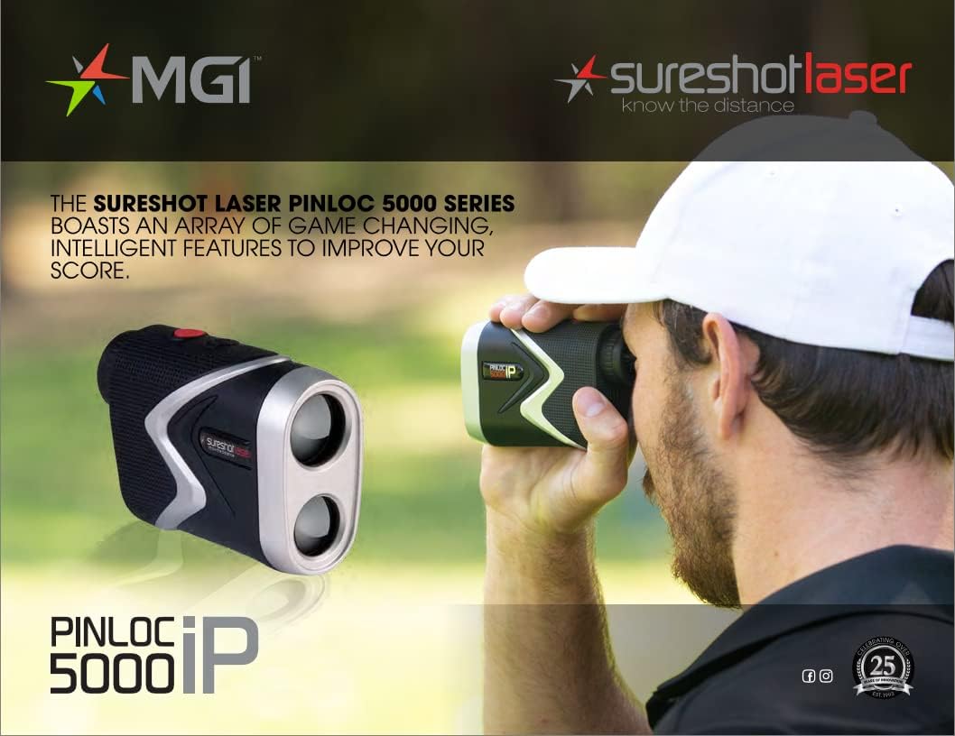 MGI Sureshot Rangefinder Golf - 5000 Series - Know The Distance - Lightweight - Water Resistant - Protective Case - Battery Included