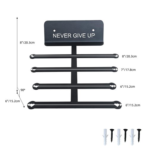 Resistance Rack Band Storage Hanger Gym Equipment Organizer Pull Up Bands Jump Ropes, Never Give Up Gym Décor Storage Rack for Home Gym