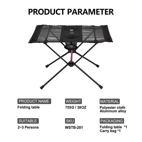 widesea Portable Camping Table Ultralight Mesh Folding Beach Table for Camping, Hiking, Backpacking Outdoor Picnic, Mesh Folding Table with Mesh Bag