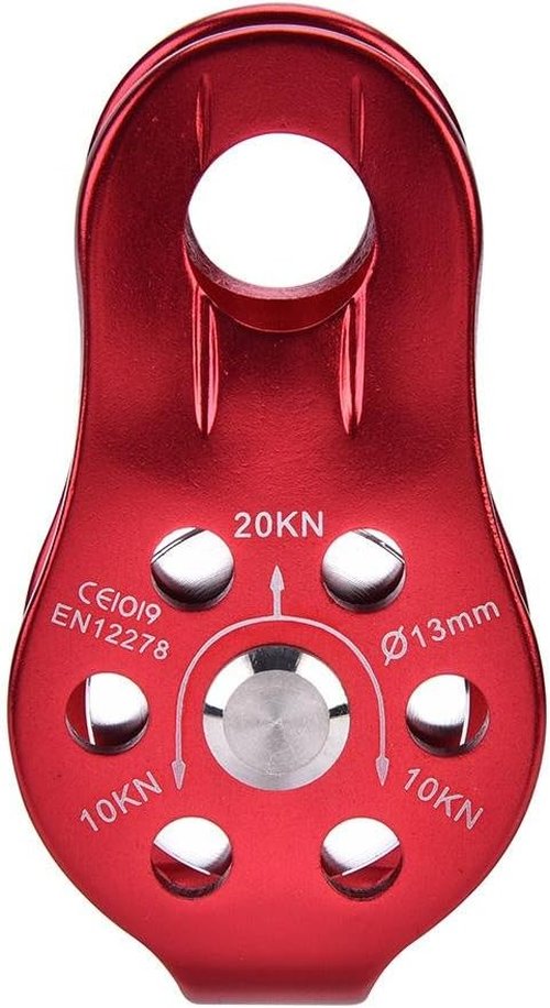 Dilwe 20kN Certified Heavy Duty Single Swivel Rope Pulley Fixed Tree Rock Climbing Single Pulley Rappelling Arborist Safety Gear(Red)