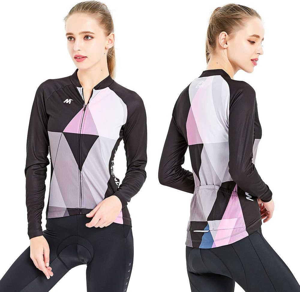 Mysenlan Women's Cycling Long Sleeve Breathable Jersey Set 3D Padded Long Pants Bike Shirt Bicycle Tights Clothing