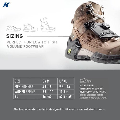 Korkers Ice Commuter Ice Cleats - Minimal and Lightweight - 11 Replaceable Steel Spikes - Black/Green