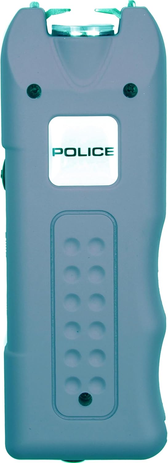 POLICE Stun Gun for Self Defense 628 – High Voltage Mini Rechargeable with LED Flashlight & Siren Alarm – Compact & Heavy Duty – Personal Security for Women & Men – Blue