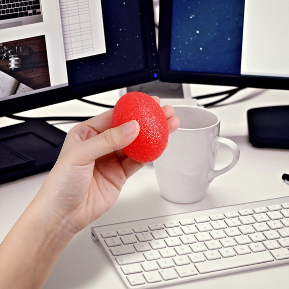 SourceTon Fidgets Stress Relief Ball, Egg-Shape Hand, Finger Grip Strengthening Therapy Stress Balls, Great Physical Rehabilitation & Grip Strengthener, Pack of 5 Squeeze Balls