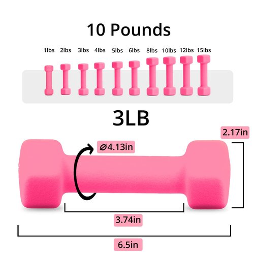 Portzon 10 Colors Options Compatible with Set of 2 Neoprene Dumbbell,1-15 LB, Anti-Slip, Anti-roll, Hex Shape