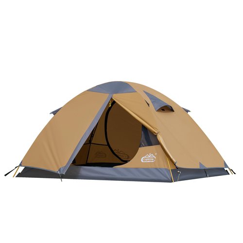 2 Person Backpacking Tent, Waterproof Windproof Two Person Tent, Lightweight Easy Setup 2 Man Tent for Camping, Hiking, Biking, Cycling, Motorbiking, Mountaineering - Khaki