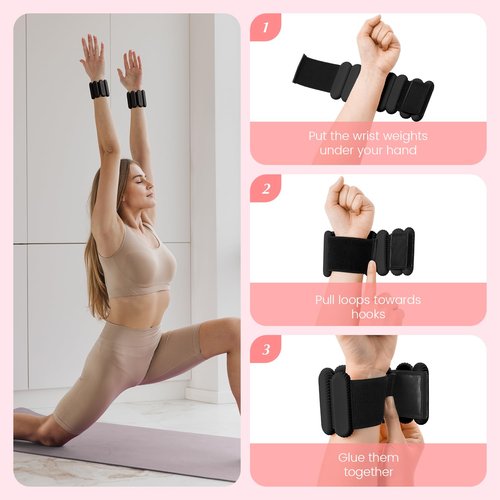 Ankle Weights Set of 2 (1lb Each), Adjustable Wrist & Ankle Weights for Women Men Kids, Strength Training Wearable Leg Arm Weight for Yoga, Dance, Ballet, Running, Swimming, Gym-Black