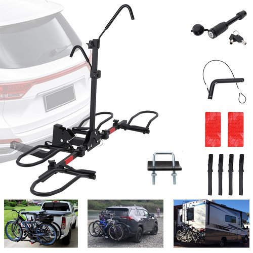 E Bike Racks for Tow Hitch 2 Bike,Heavy Duty Car Bike Racks for 2 Inch Receiver,Bike Carrier for Car SUV RV Truck,Foldable Bicycle Carrier Platform,Bicycle Transportation,180 lbs Capacity