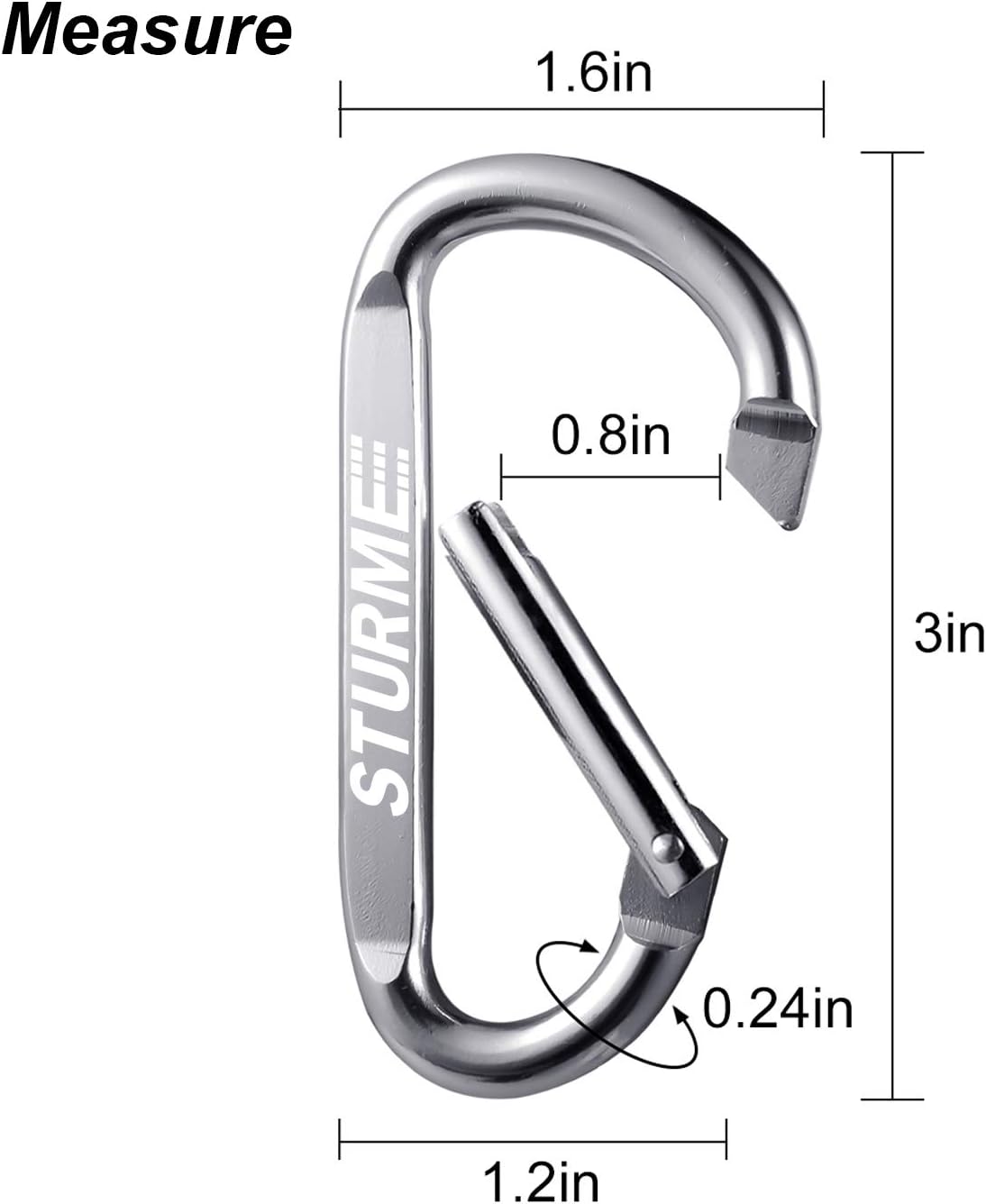 STURME 12pcs Carabiner Clip 3" Small Durable Carabiner Keychain Carabeaner Hooks