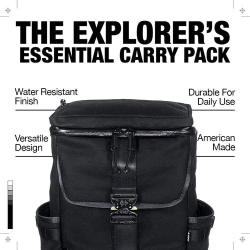 DEFY VerBockel Roll Top Backpack 2.0 | 'Un-Zipped' Waxed Canvas | 28-40 Liter Multi-Use Carry Pack For Men | Utility Backpack w/Laptop Sleeve | Water Repellent Travel Pack (Black)
