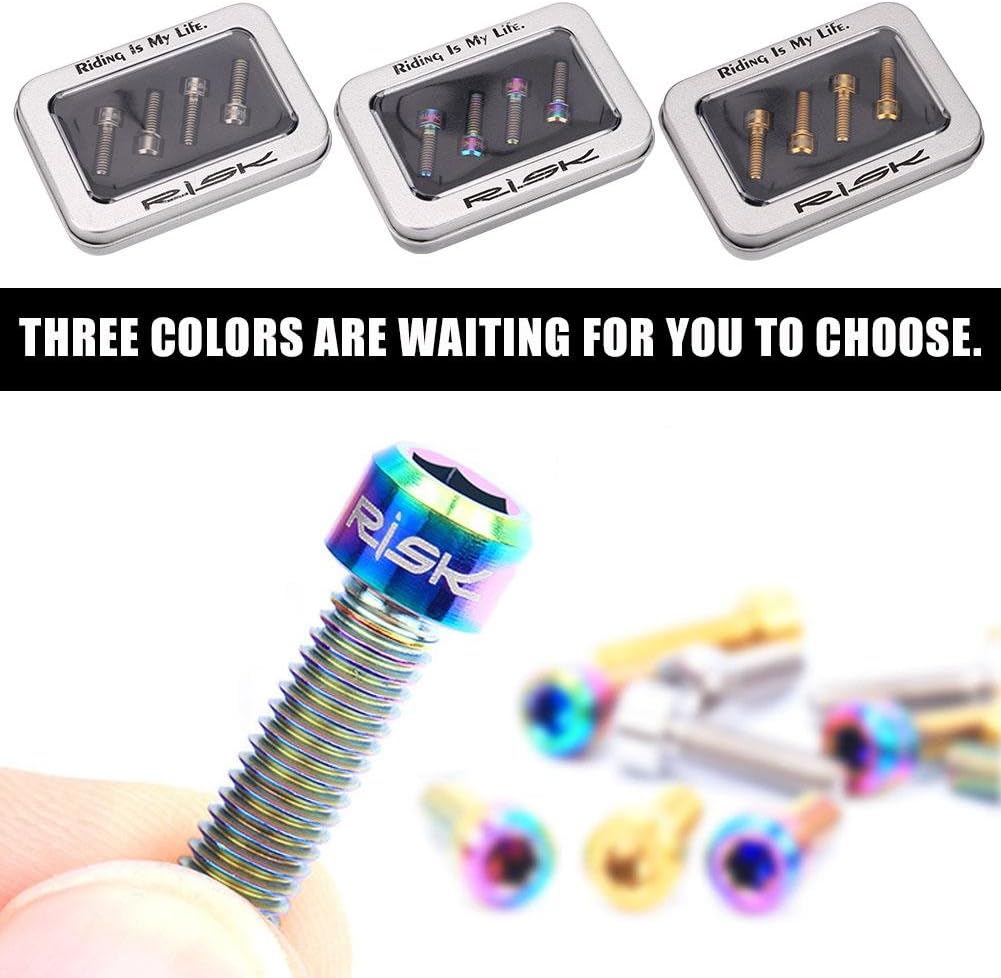 Vbestlife Titanium Bolts, M6X18Mm 4Pcs Mountain ycle Bike Disc Brake Clamp Bolt Fixed Screw with Gasket Bike Stem Bolts Bike Stem Bolts