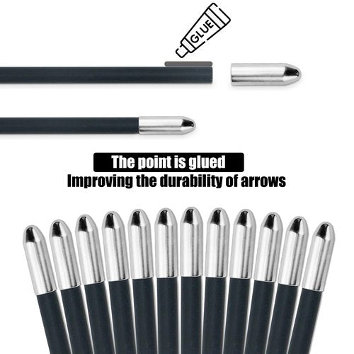 BOWSOUL 28“ Archery Arrows Training Practice Target Arrows for Kids Youth or Beginners Safe Blunt Points Durable Shaft on Recurve Bows Youth Bow and Longbows(Pack of 12) (Orange White)