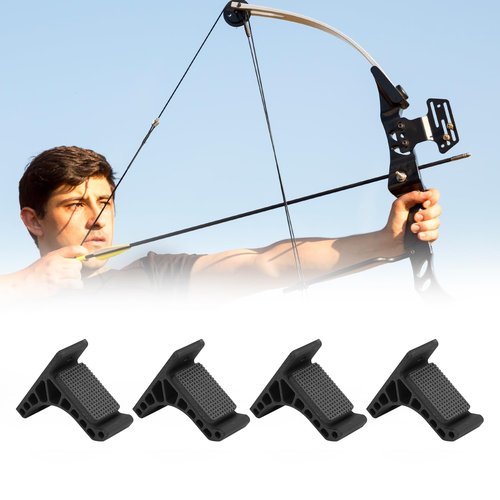 QWORK Archery Bow Wall Mount Storage Rack – Universal Bow Holder Stand for Recurve, Compound, and Longbows – 2 Pairs ABS Material, Protective Sponge Pad, Firm & Durable – Black