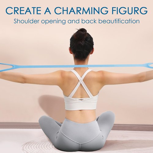 Adorila Figure 8 Resistance Band, for Men's and Women's Fitness, Portable Elastic Ropes for Yoga, Pilates（10LB Blue）