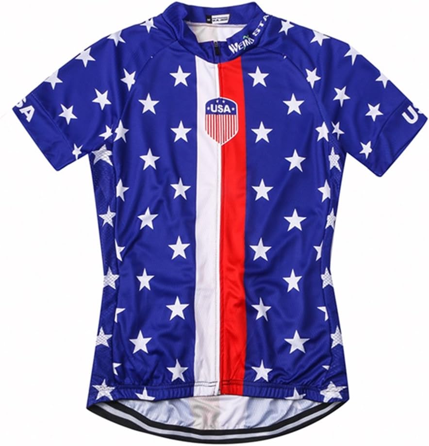 Weimostar Men's USA Cycling Jersey Short Sleeve Biking Shirts Breathable with Pockets