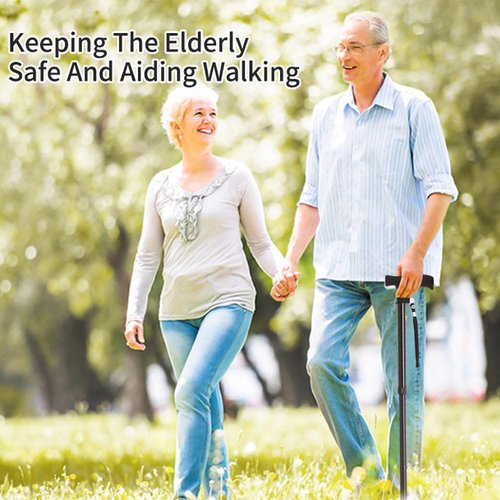 YOBOKO Aluminum Alloy Walking Sticks Trekking Poles Hiking Foldable Hiking Stick Anti-Slip Cane for Elderly Length Adjustable Walking Stick (Black)