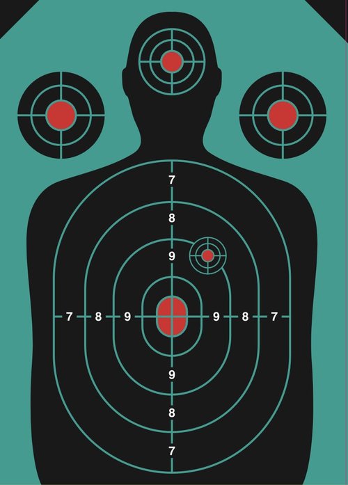 50 Pack Paper Shooting Target Silhouette Bundle - Black and Blue - 12"x18" (Front and Back) Hunting, Handguns, Airguns, Archery Practice (Blue)
