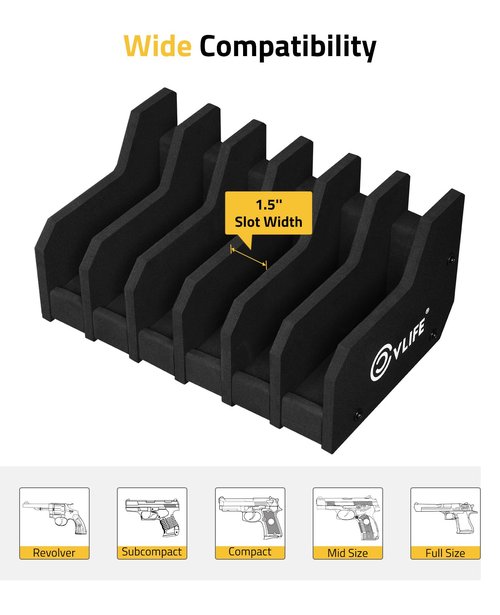 CVLIFE Foam Pistol Rack Handgun Rack for Gun Safe Gun Cabinet Accessories Pistol Holder Stand 6 Slots