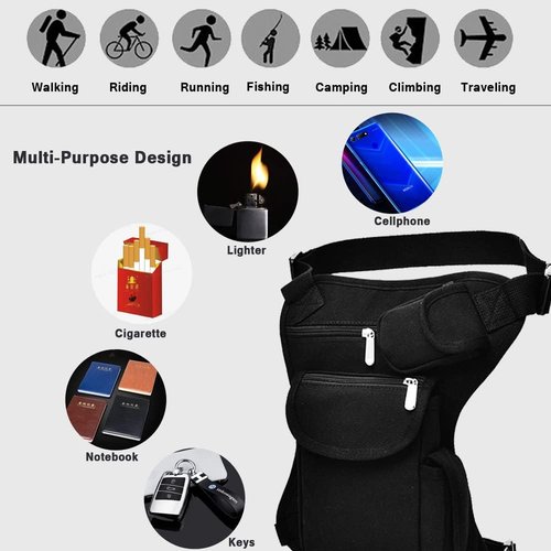 Drop Leg Bag Pouch Holster Tactical Outdoor Sports Racing Camping Hiking Hip Bag (Black)