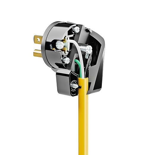 ETL Verified Nema 5-15P 90 Degree Right Angle Plug - 15A, 125V, Black, USA 3-Prong Right Angle AC Plug
