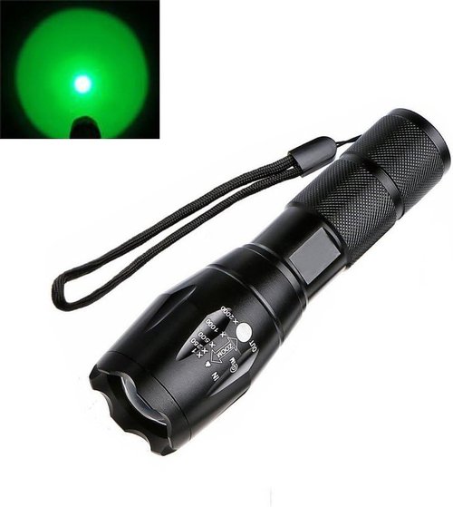 BESTSUN Green Light 350 Yards Predator Light Zoomable Tactical Hunting Green Led Flashlight Coyote Varmint Hunt Torch with Pressure Switch, Rail & Scope Mounts, Batteries and Charger