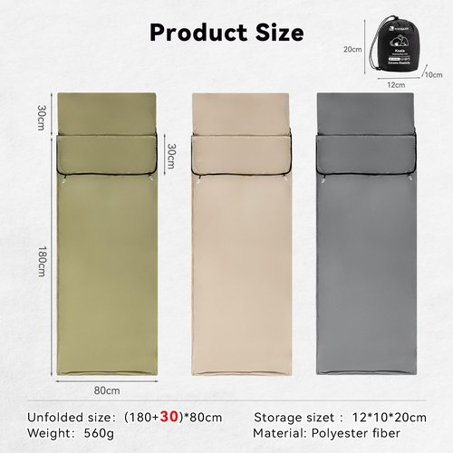 HIKEMAN Lightweight Sleeping Bag Liner - Portable Travel Sheet,Adult Sleep Sack,210x80cm Camping Sheet with Pillow Pocket for Hotels Backpacking Camping Hiking Trains (Army Green)