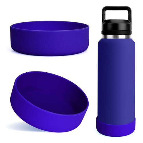 Linkidea Water Bottle Boot Compatible with YETI Rambler Bottle 36oz, Silicone Anti-Slip Water Bottle Bottom Sleeve Cover Protector, Bottle Bumper (Offshore Blue / 2 Pack)