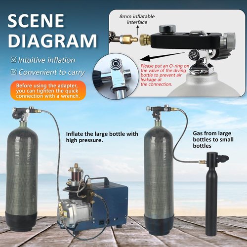 Wazusogok DIN Valve Scuba Adapter and PCP Paintball Fill Adapter,Paintball Scuba Fill Station,High Pressure Gas Cylinder Refill Tool,High Pressure 4500 PSIwith Air Hose