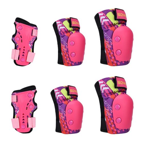 SONKE Kids/Youth Protective Gear Set, Child Knee Pads Elbow Pads Wrist Guards for 4-9 Years Set for Roller Skating, Cycling, Skateboarding, Scooter Riding Sports (Pink)