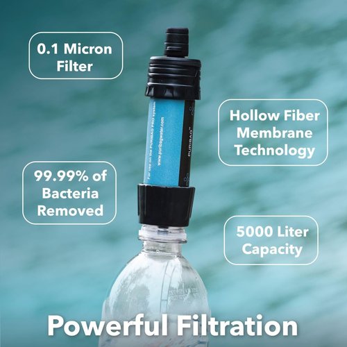 Puribag Adventure Bladder: 2 Liter Hydration Bladder with Filter - Replacement Backpack Water System Compatible with Other Daypack Hydration Systems, Water Bladder for Backpacking, Hiking & Biking