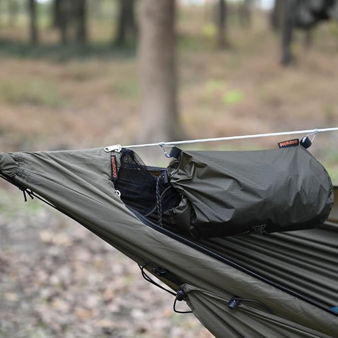 onewind Dry Bag Stuff Sack for Camping Hammock Ridgeline Sack Overhead Organizer Clip On Peak Storage Hammock Gear Sling, Lightweight Storage Hammock Organizer for Small Camping Gear