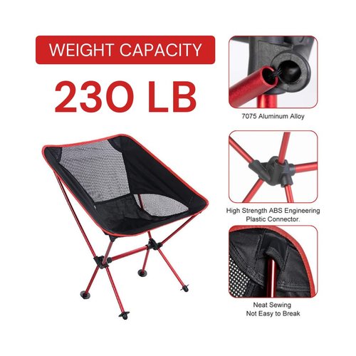 T CACHE Backpacking Chair - Lightweight & Collapsible Chair for Camping, Hiking & Travel - Small Folding Chair with Anti-Slip Feet - Compact & Durable Chairs for Outside, Easy Setup Anywhere