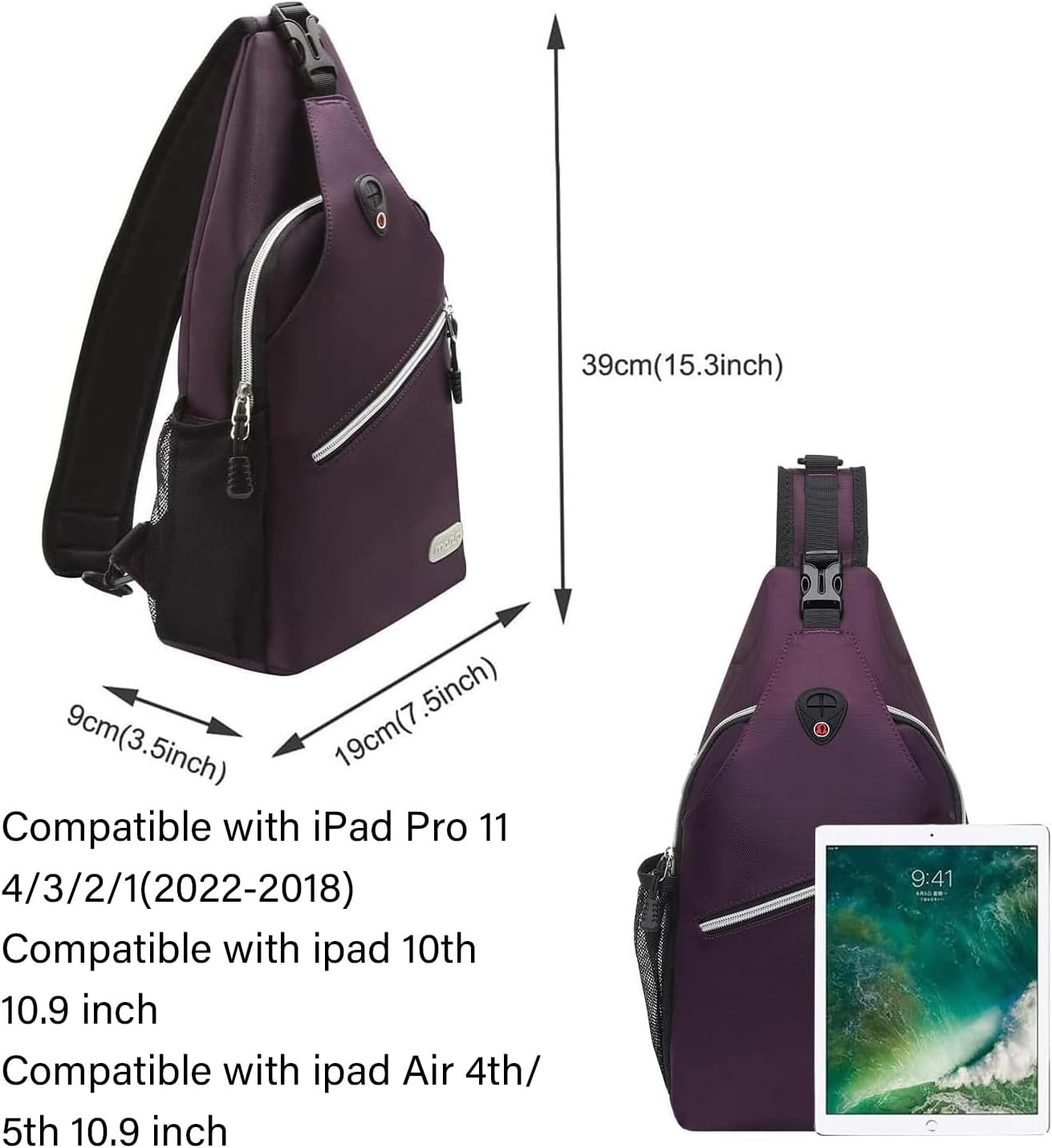 MOSISO Sling Backpack, Multipurpose Crossbody Shoulder Bag Travel Hiking Daypack