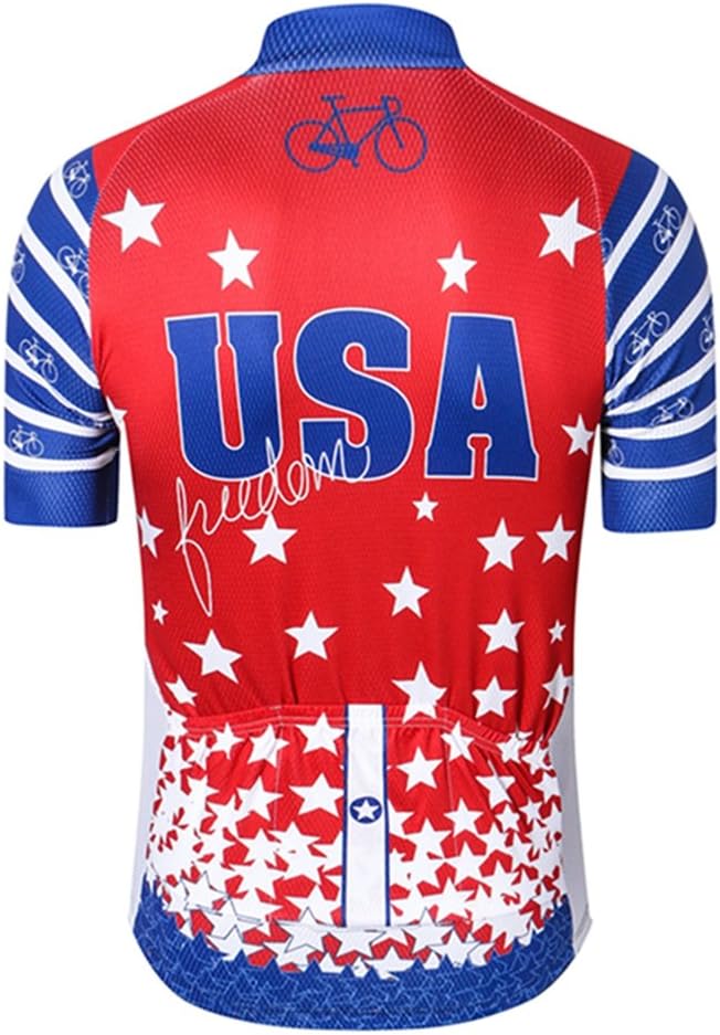 Weimostar Men's USA Cycling Jersey Short Sleeve Biking Shirts Breathable with Pockets