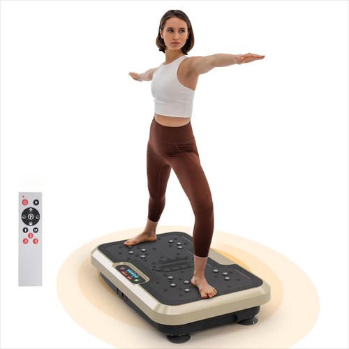 Vibration Plate Exercise Machine with Remote Control - Full Body Workout Platform with 200 Speed Settings for Weight Loss & Muscle Toning - Quiet Home Fitness Equipment, Supports 330lbs (Golden)