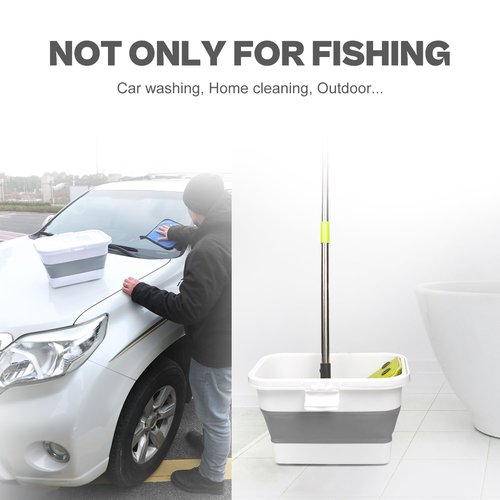 VEYWANE Live Bait or Fish Bucket with Aerator, 14 Quarts Multi-Function Collapsible Fishing Container Box with Rechargeable Air Pump