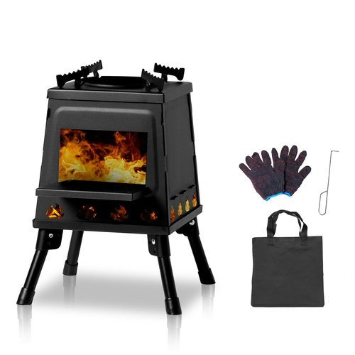 Outvita Camping Wood Stove, 14.2" Portable Folding Wood Burning Stove, Alloy Steel Backpacking Stove for Hiking, Outdoor Survival Stove Emergency for Picnic, Cooking Outside BBQ