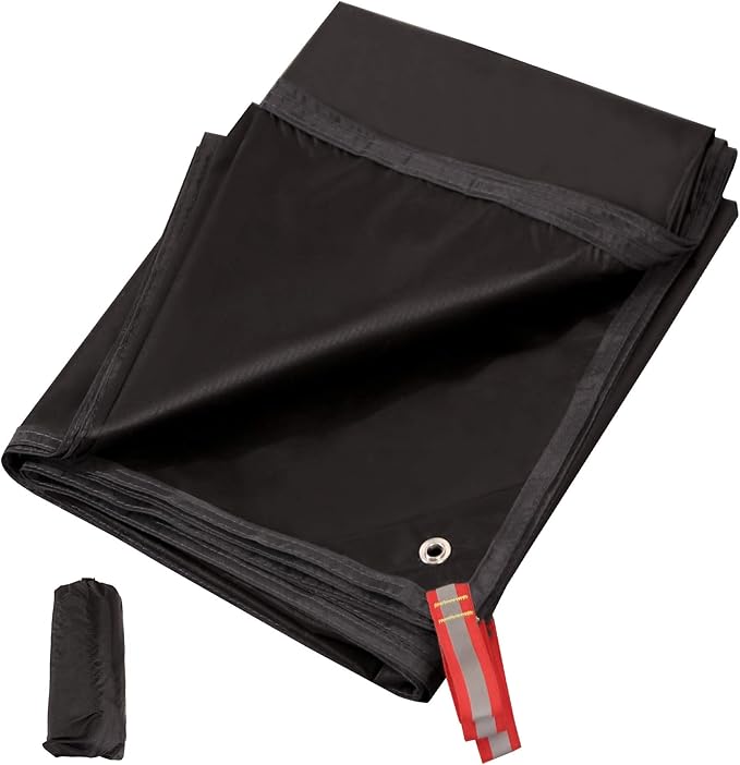 REDCAMP Ultralight Tent Footprint, PU 2000 Waterproof Camping Tent Tarp with Drawstring Carrying Bag for Ground Camping Hiking (83"x87" UL Black)