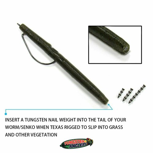 Tungsten 4 Anglers – 97% Pure Tungsten Pagoda Nail Sinker | Great Sinker for Freshwater and Saltwater Fishing | (1/64oz. 25pc)
