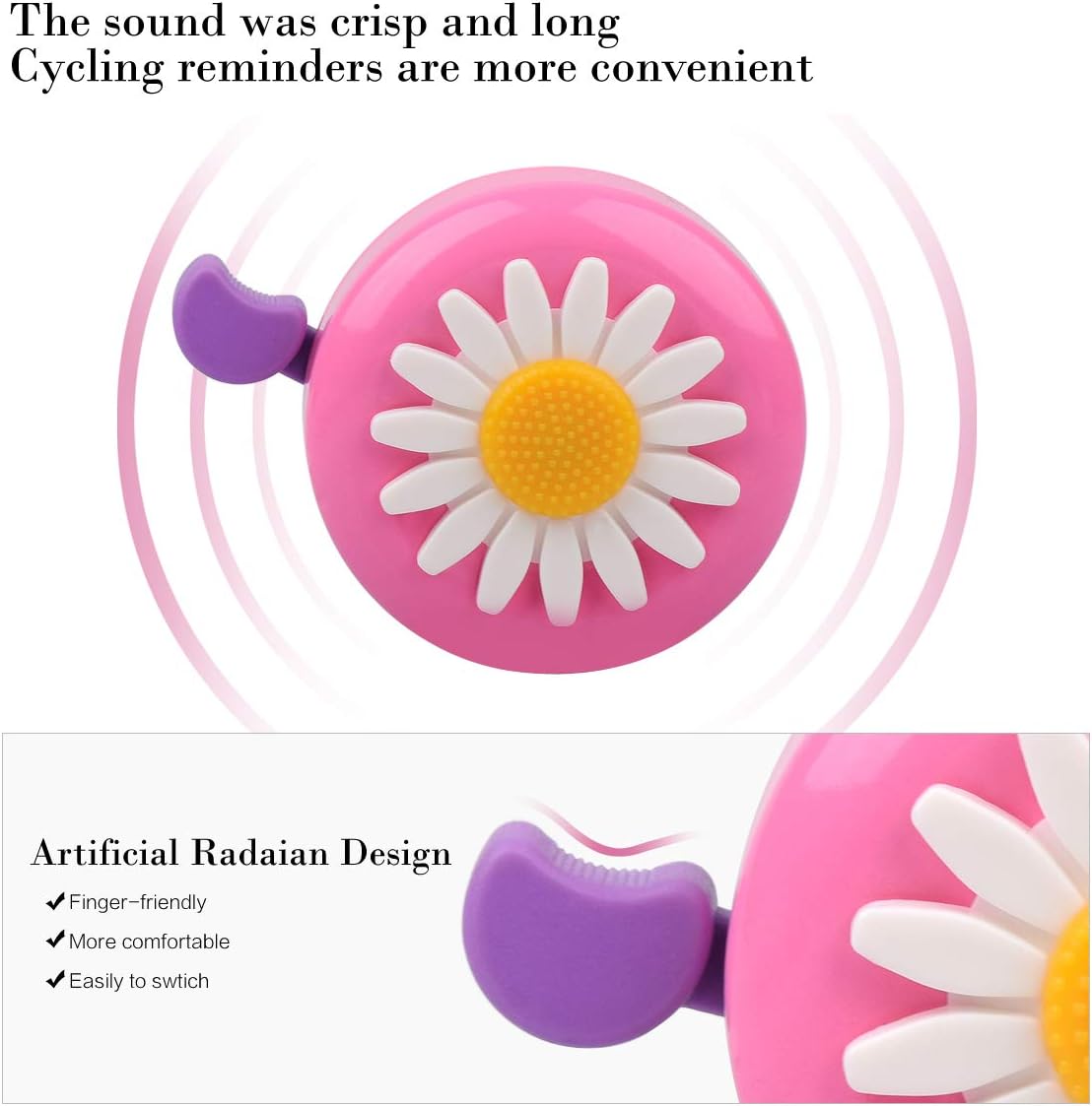 U-LIAN Kids Streamers and Bike Bell for Girls-1 Pack Flower Bicycle Bell with 2 Pack Handlebar Streamers Scooter Tassels for Children's Bike Accessories