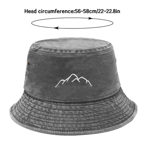 XYIYI Grey Mountain Washed Bucket Hat Vintage Packable Summer Beach Fishing Hat Sun Hats for Men Women