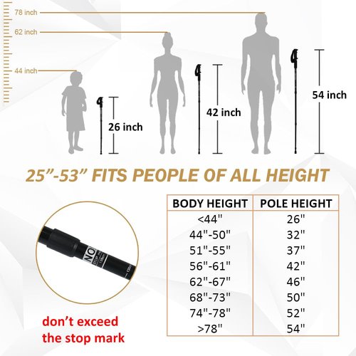 Hiking Poles - AYAMAYA Telescopic Collapsible Trekking Poles with Quick Twist Lock System - Lightweight Aluminum Alloy Telescopic Walking Sticks for Hiking Backpacking Mountaining Seniors Balance
