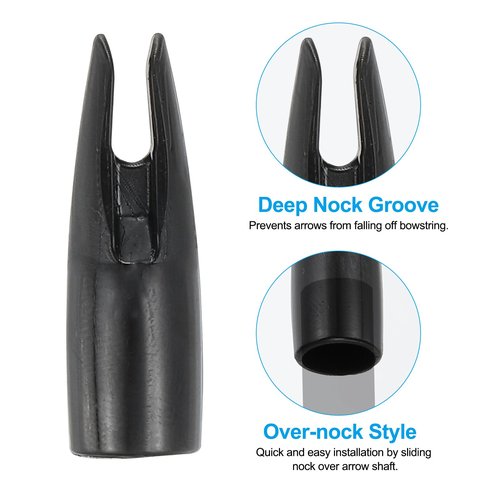 PATIKIL 8mm Archery Arrows Nocks, 60 Pcs Plastic Glue on Arrow Nock Replacement for 5/16" Hunting Arrows Compound Bow Recurve Bow, Black