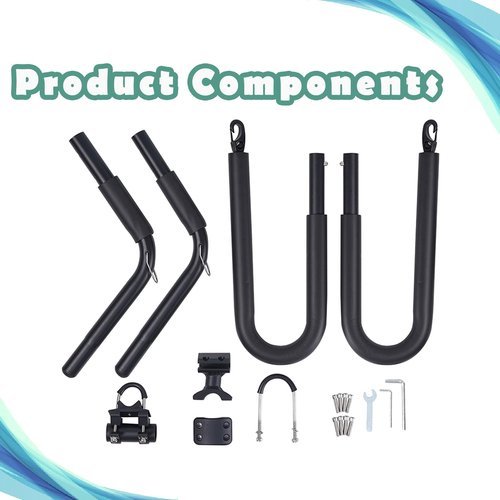 Mosxoed Bicycle Surfboard Racks, Bike Surf Board Compatible with Shortboards, Longboards, SUP Paddleboards, Outdoor Sports Surfing Wakeboard Carrier Mount for Bike, Quick Release Bars