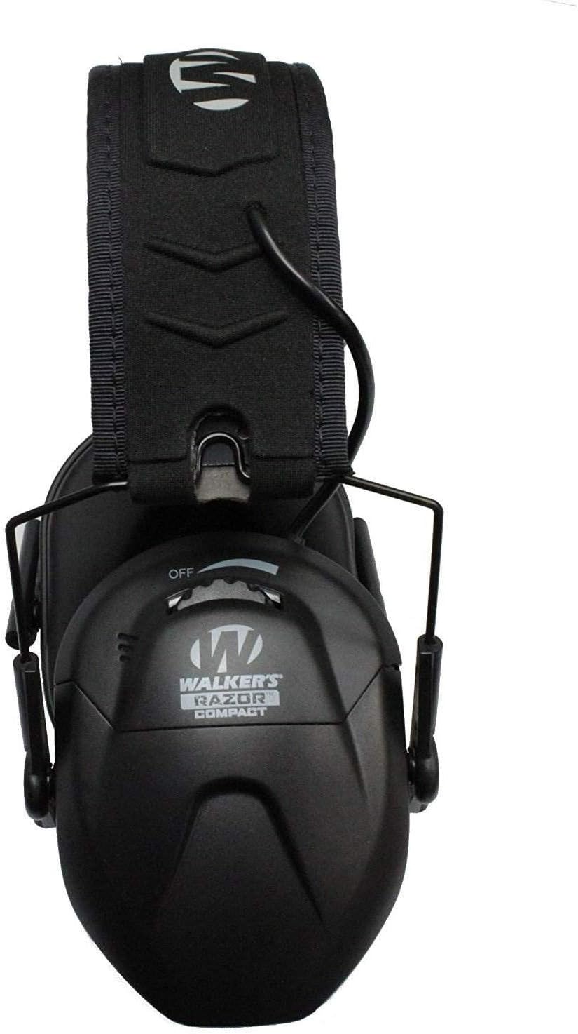 Walker's Razor Compact Electronic Youth/Women's 23dB NRR Noise-Canceling Hearing Protection Muff, 2 AAA Batteries Included