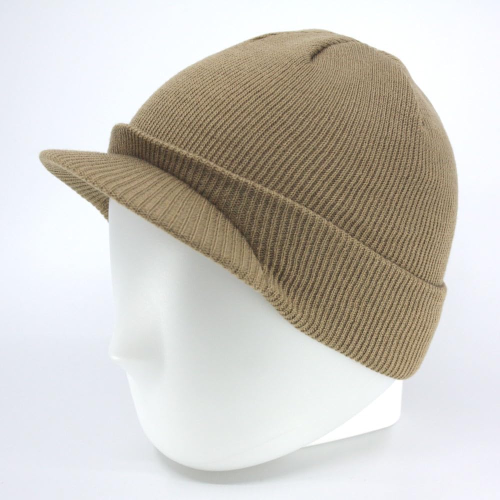The Vintage Year Plain Sports Visor Billed Knit Radar Cuff Beanie